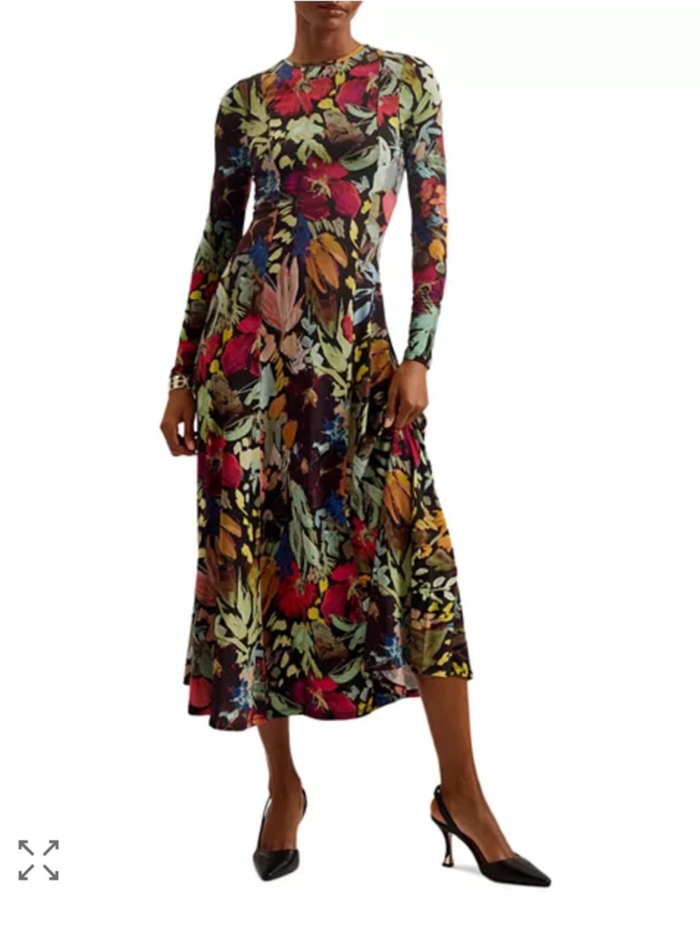Ted Baker London Alexander Printed Long sleeve Floral Midi Dress - Multicolor